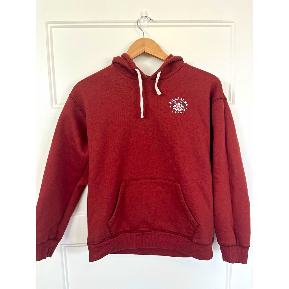 Billabong Mens L Orange Pullover Hoodie Fleece Cotton Blend Graphic Logo Pockets
